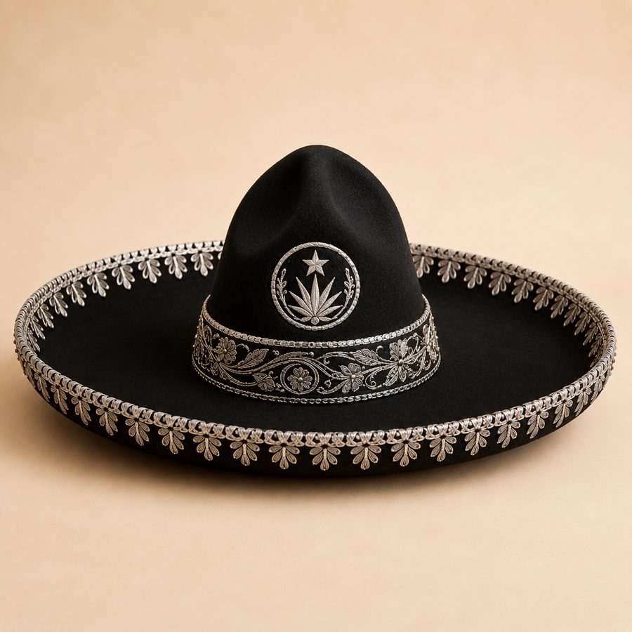 Premium wool felt charro sombrero with embroidered logo